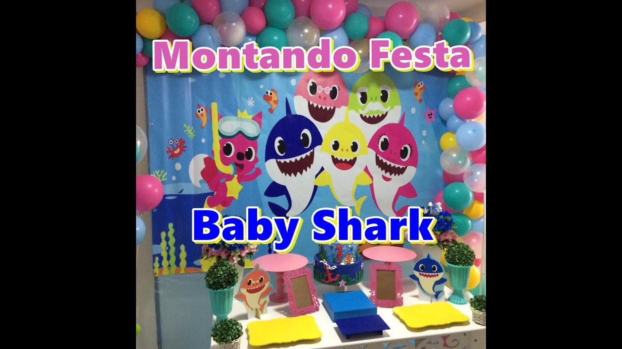 Montando Festa Baby Shark com pouco espaço - Dentro de Casa -