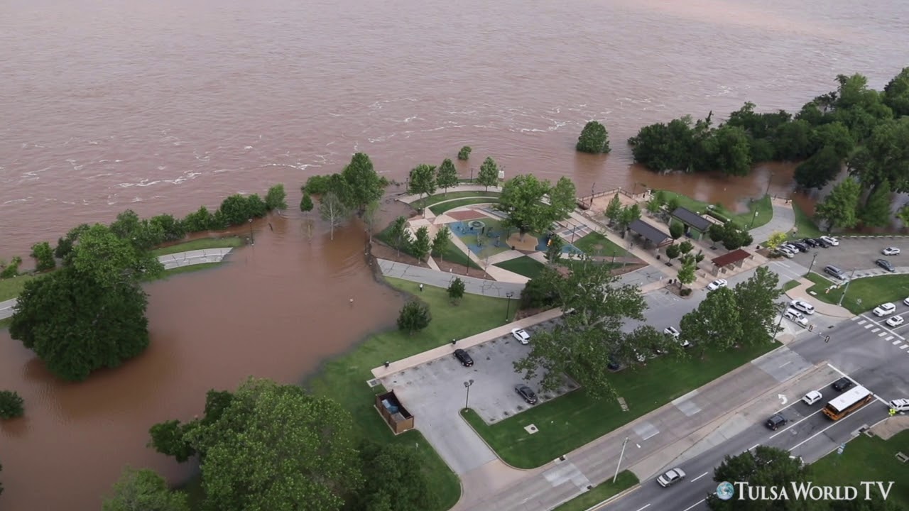 Tulsa flooding: Aerial flood coverage along the Arkansas River, Broken Arrow, Owasso, Sand Springs
