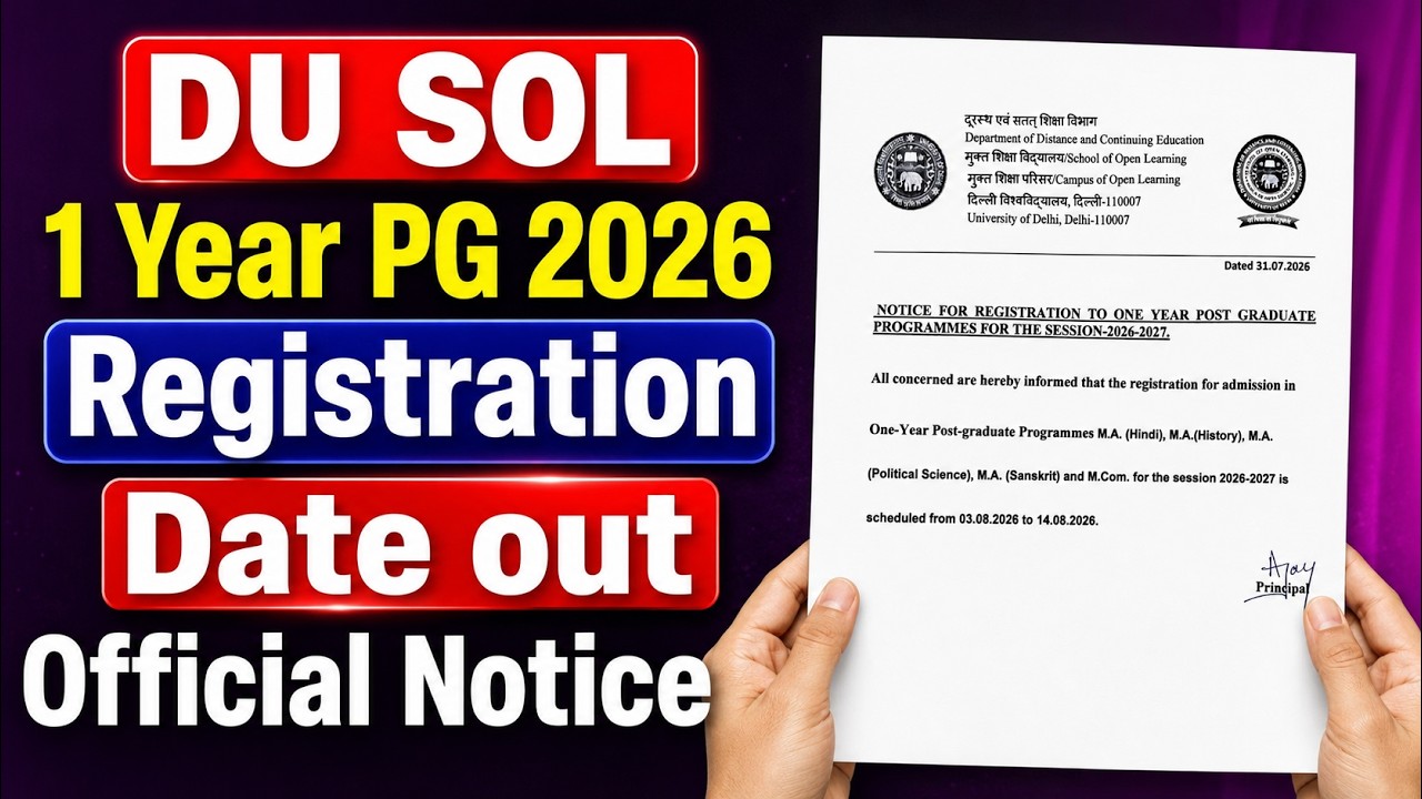 Finally, the DU SOL 1-Year PG Admission Notice is out! 🔥