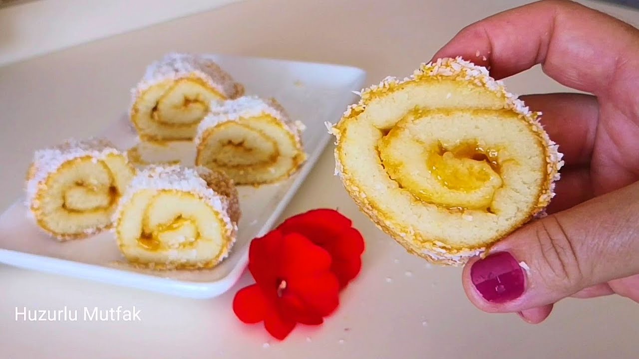 YUMURTASIZ❗TAVADA 10 DAKİKADA REÇELLİ İSVEÇ RULOSU🌺