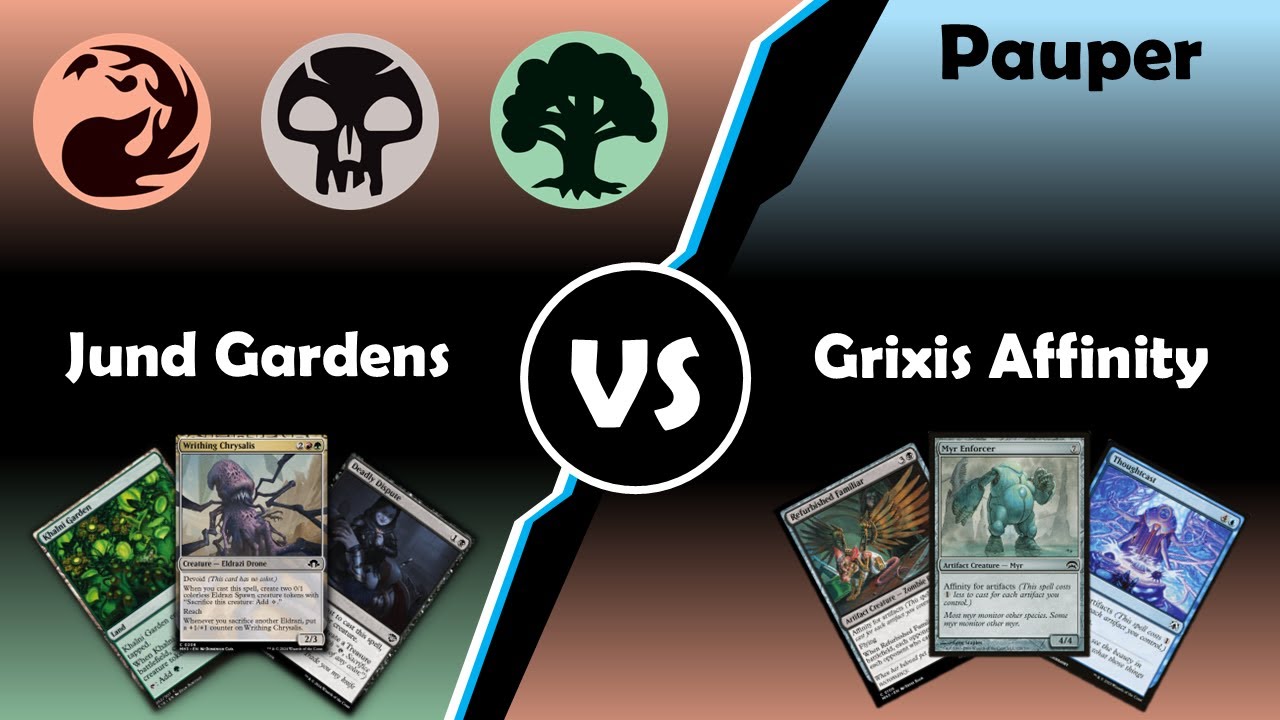 Jund Gardens vs Grixis Affinity | Pauper Match Gameplay | MTGO