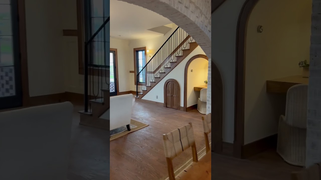 Brick Arches, Wood Trim, Nooks and Specialty Lighting on This Interior #design #interiordesign