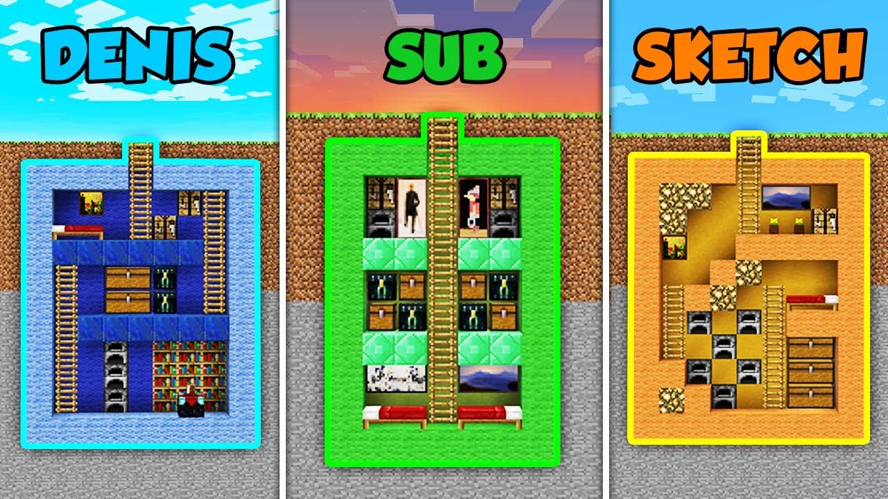 DENIS vs SUB vs SKETCH - UNDERGROUND BUNKER in Minecraft (The Pals)