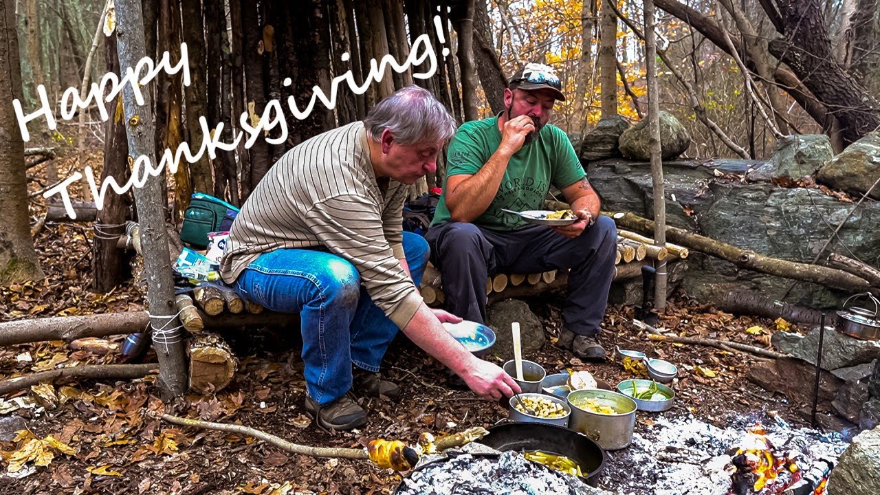 Bushcraft Thanksgiving, Turkey dinner in the woods