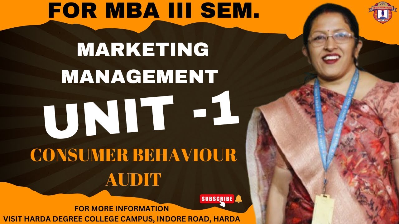 Marketing Management | Unit-1 || Consumer Behavior Audit || MBA Third Semester