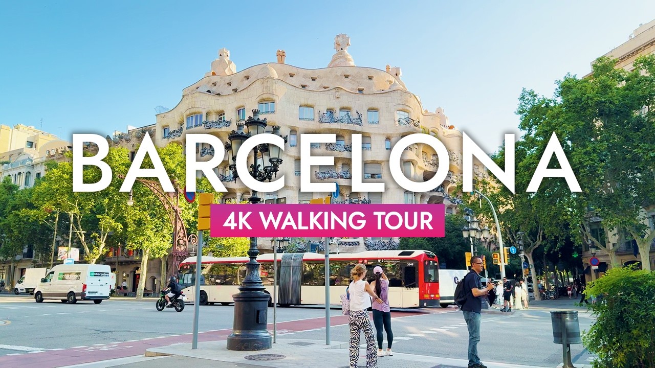 Barcelona, Spain Morning Walking Tour 4K 60fps | Eixample, Casa Batlló & Casa Milà