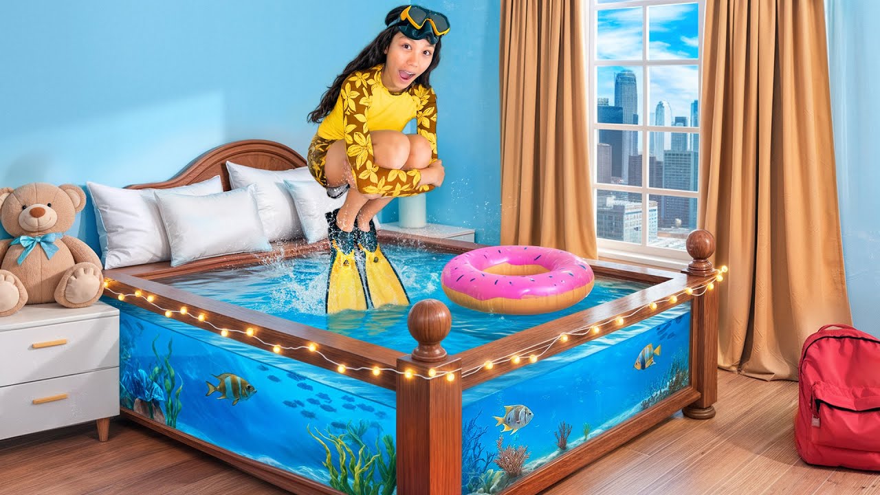I Turned My Daughter's Bed into a Fish Tank! *Surprise* | Familia Diamond