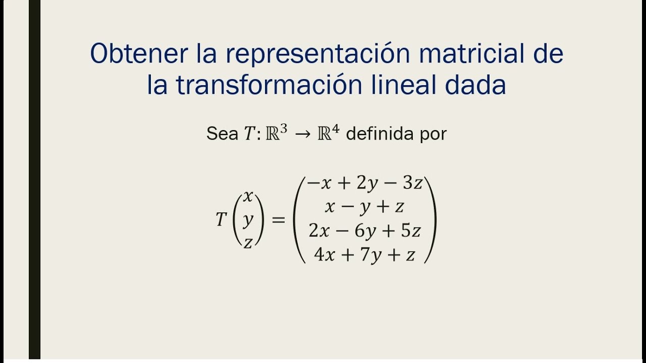 Representación matricial respecto a bases canónicas
