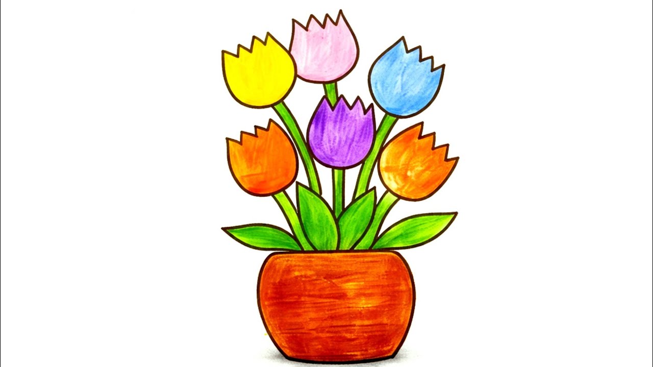 How to Draw a Tulip Flower Step by Step | Easy Tulip Drawing for Beginners | Simple Flower Drawing