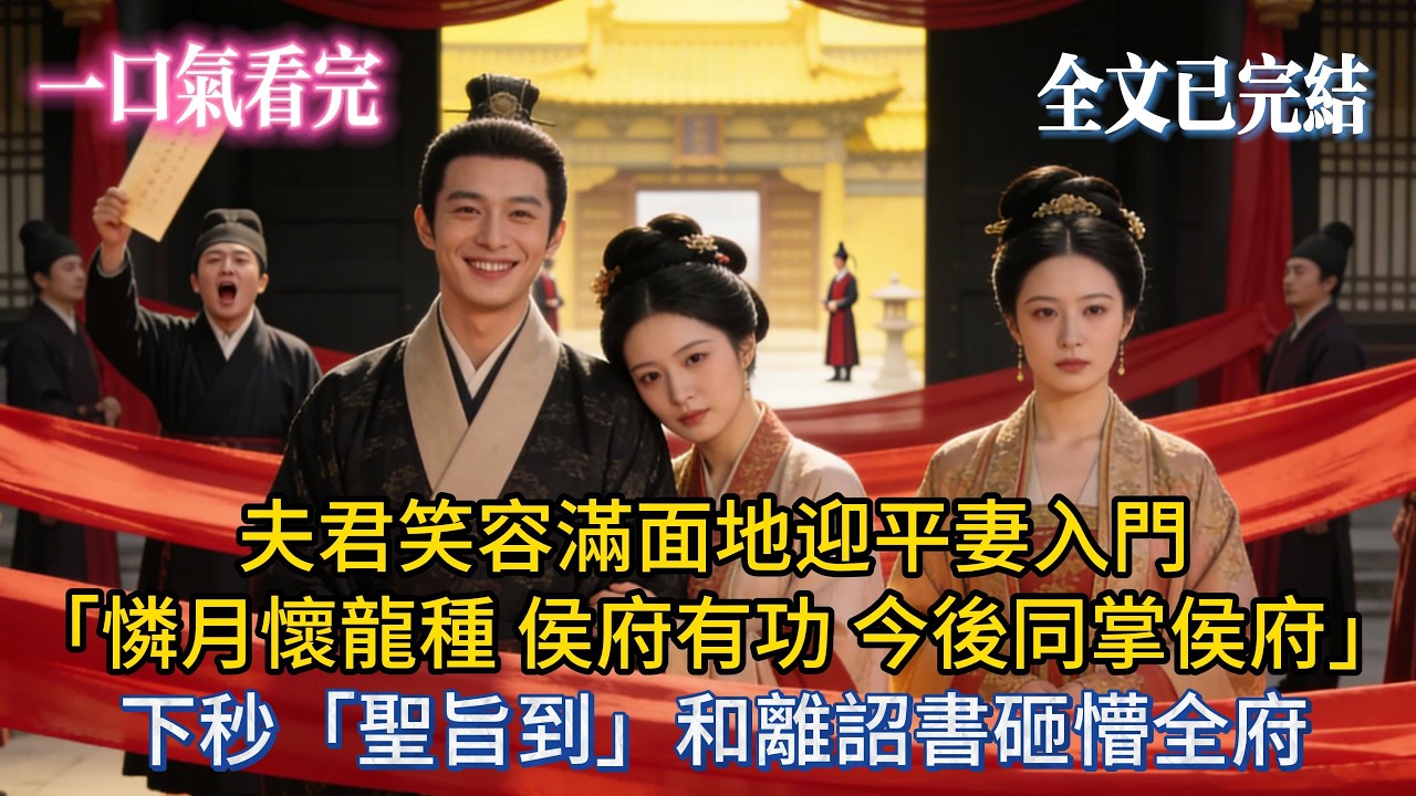 【完結小說】夫君笑容滿面地迎平妻入門，「憐月懷龍種，侯府有功，今後同掌侯府」下秒「聖旨到」和離詔書砸懵全府。#小说 #大女主 #完結 #爽文