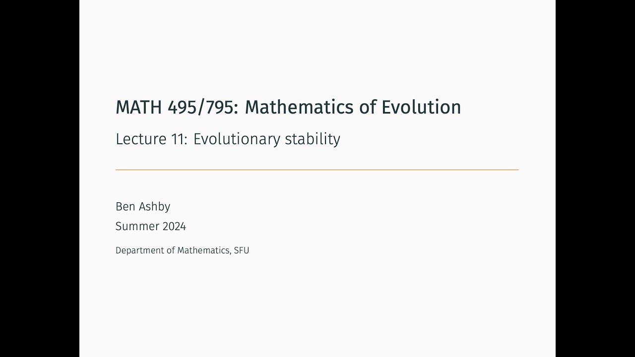 MATH 495/795 - Lecture 11 - Evolutionary stability