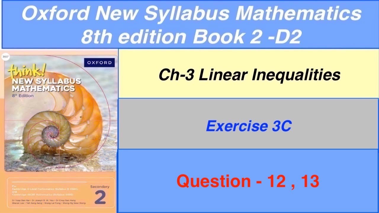 Exercise 3C Question-12, 13 Oxford New Syllabus Mathematics 8th edition Book 2 | EX- 3c book 2