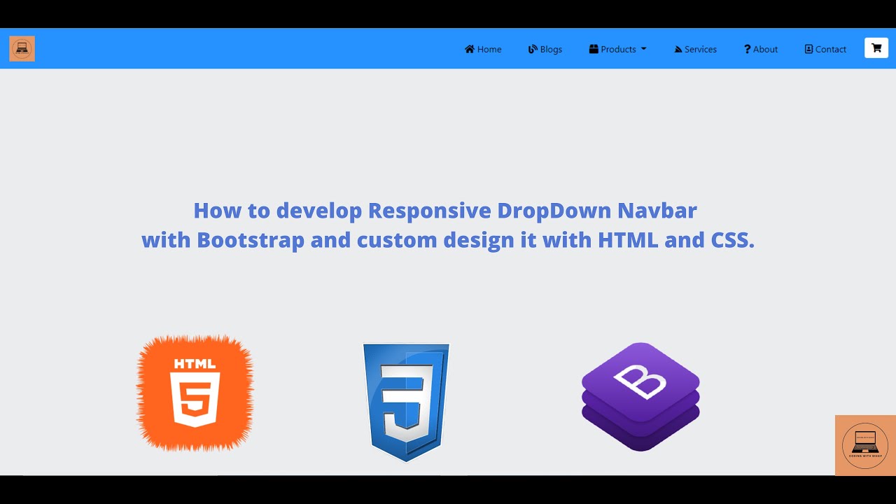How to develop Responsive drop down Navbar with Bootstrap and custom design it with HTML and CSS.