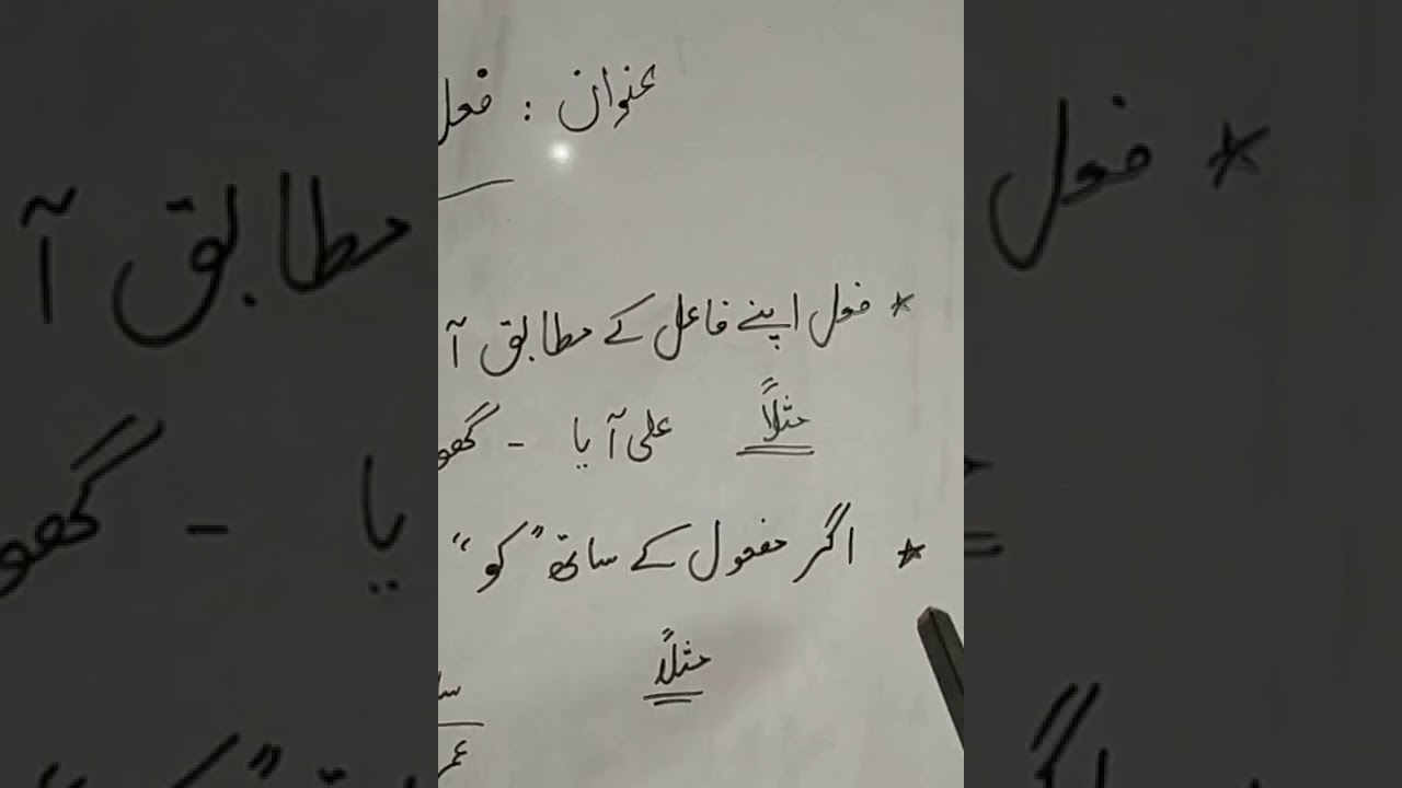 اردو جماعت نہم (فعل کی فاعل کے ساتھ مطابقت)