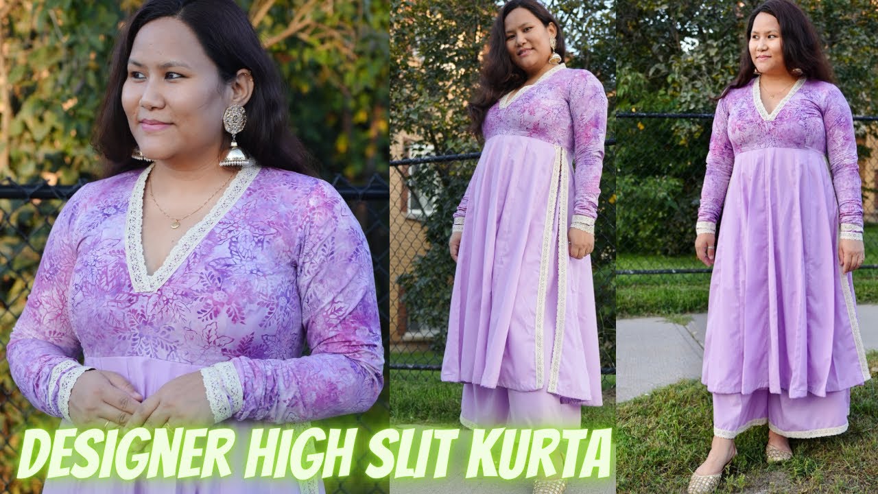 Designer High Slit Kurta Cutting and Stitching | Chuddidar full sleeve Kali/Panel kurta |Maina Thapa