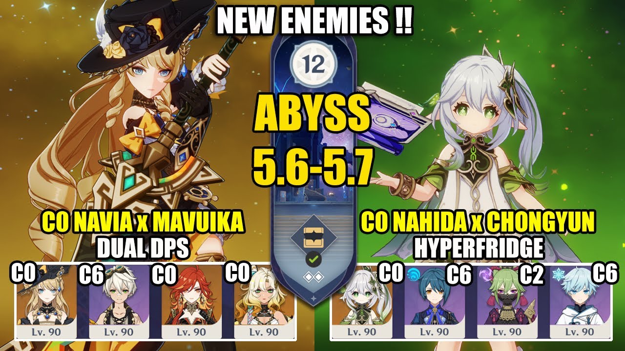 NEW Spiral Abyss 5.6 - 5.7 | C0 Navia Mavuika Dual DPS & C0 Nahida Hyperfridge | Genshin Impact 【原神】