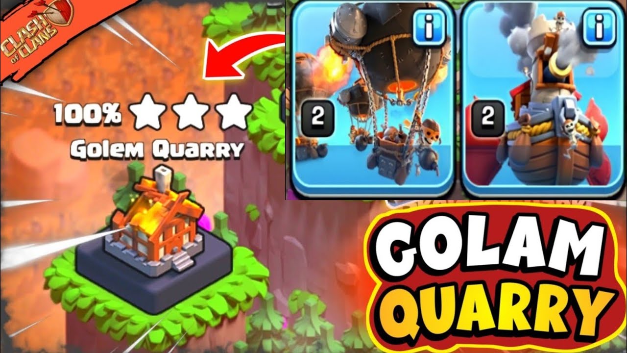 Golem Quarry Attack | Clan Capital Attack | Flying Fortress Attack | Golem Quarry Base Layout |coc