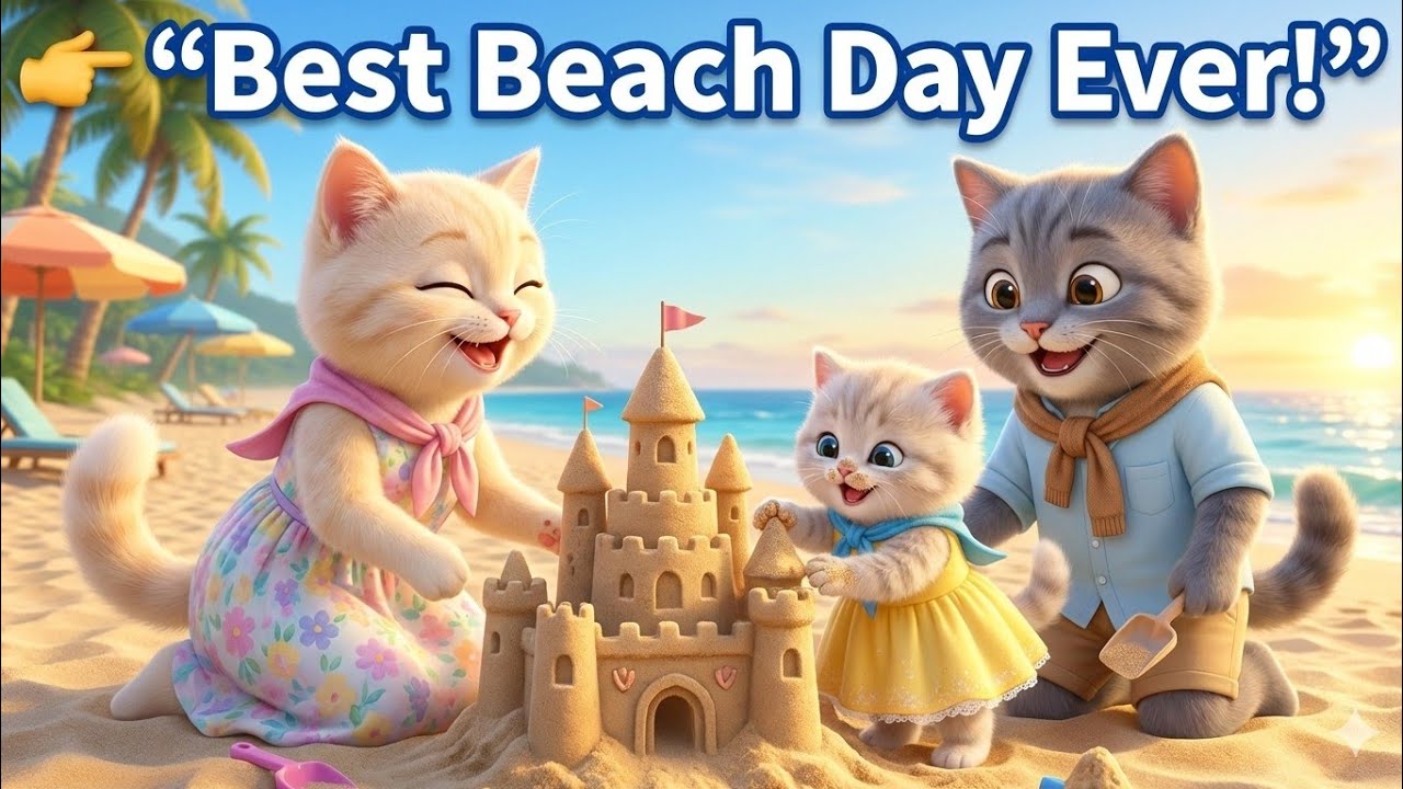 Cute Kitten Family Beach Day 🐾 | Cuddle Kittens Animated Story