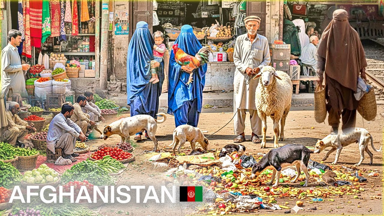 Rural Afghanistan Market | Authentic Street Food & Craftwork | Sunday Market Walking in 4K 60 FPS