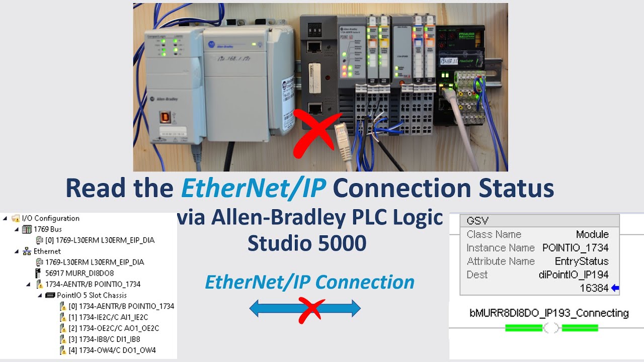 AB08. Reading EtherNet/IP Connection Status via PLC Program in Allen Bradley Studio 5000