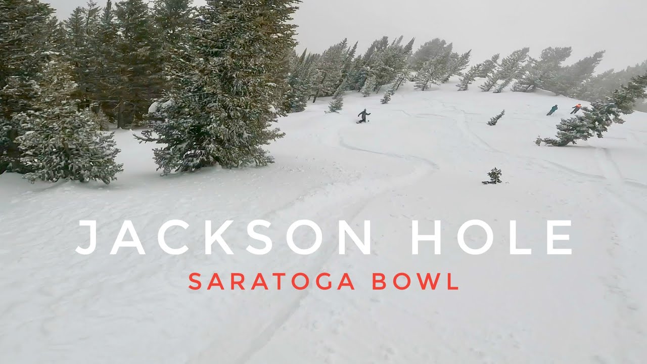 Snowboarding Fresh Powder at Jackson Hole Resort, WY “Saratoga Bowl”