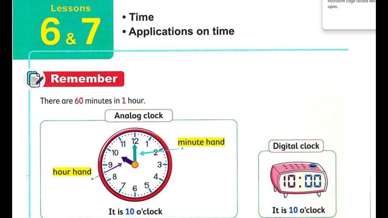 ماث 3 ابتدائي لغات درس6-7شابتر 3 (time applications on time ) exercise15 كتاب المعاصر