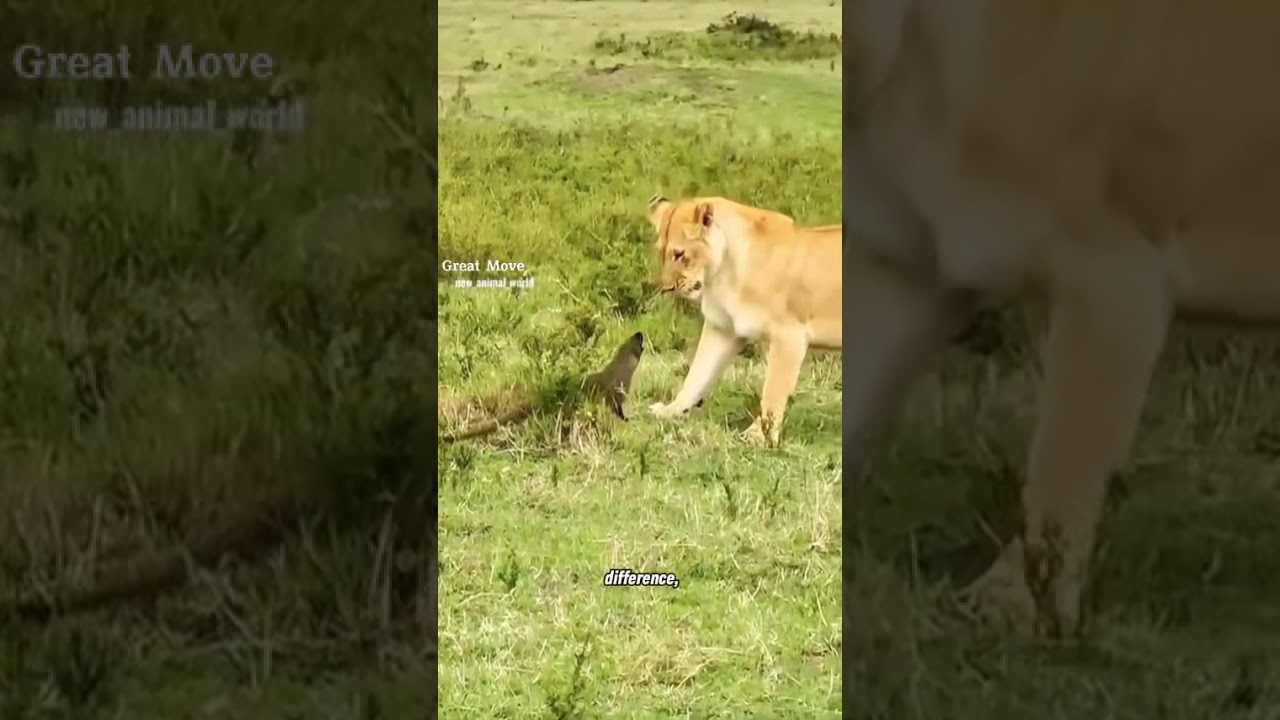 Brave Little Mongoose Stands Up to Two Lions!#shortvideos #trendingshorts #animals #lion #shorts