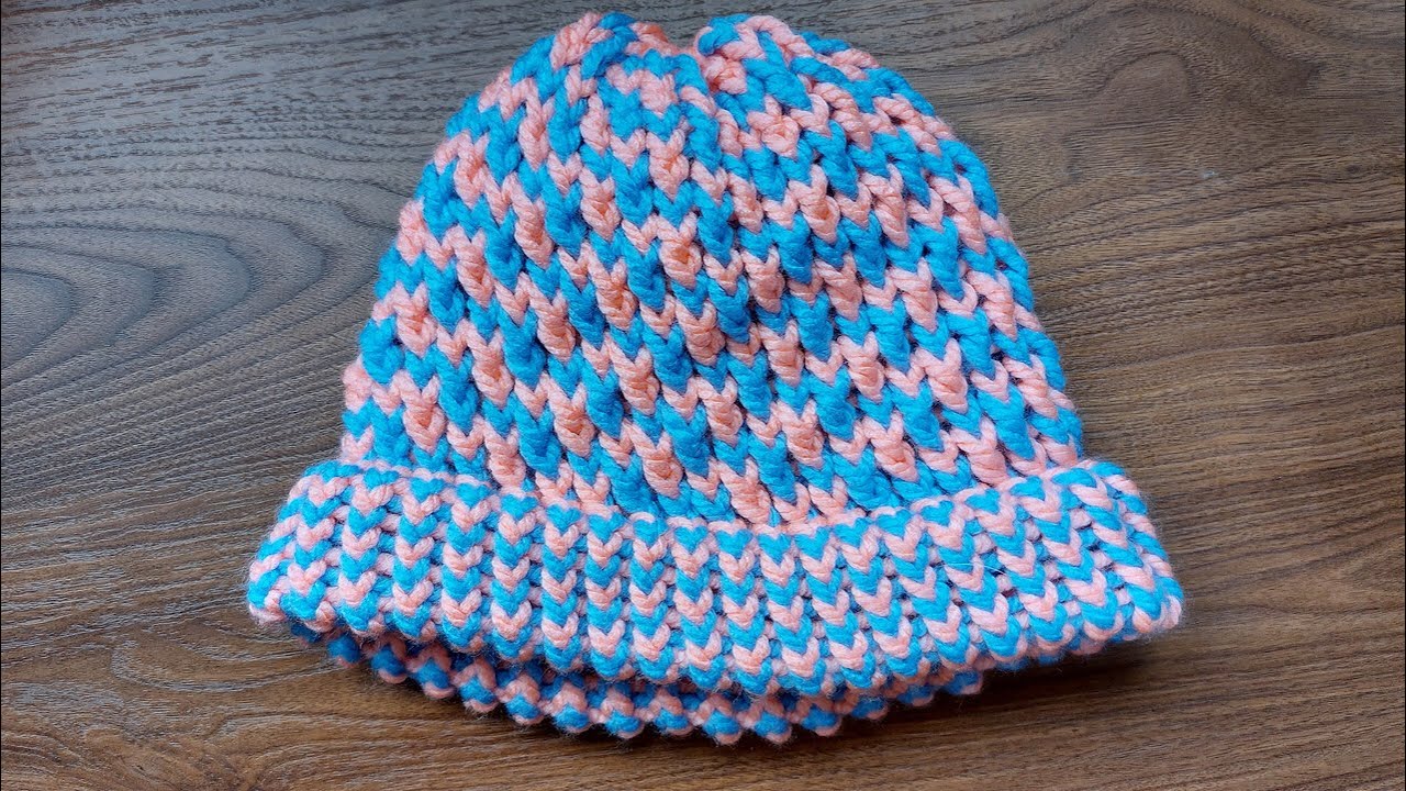 Cómo tejer un gorro a 2 colores en telar circular