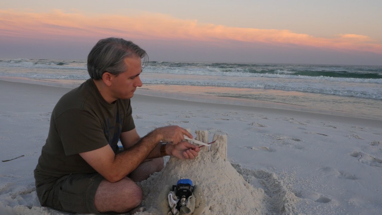 ASMR Tapping - Sand Castle Teardown (No Talking, 3Dio, Binaural, 4k, Ocean Waves, Beach)