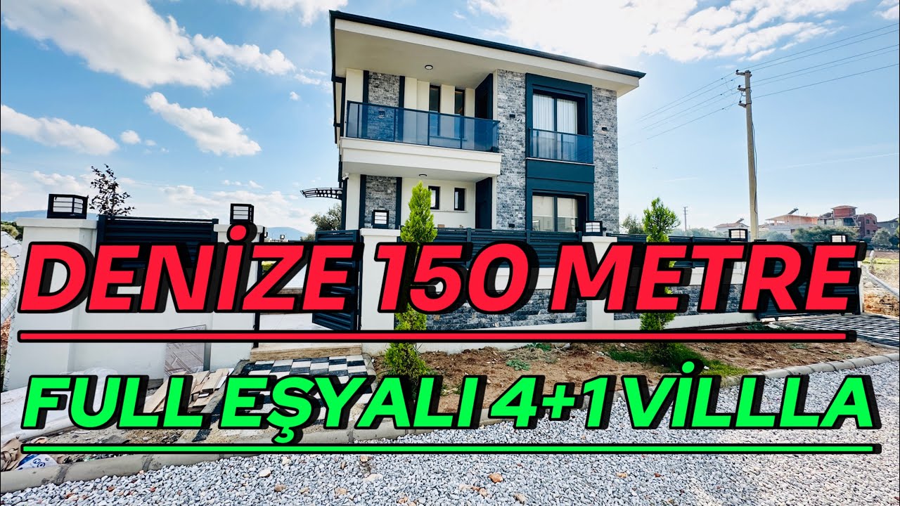 DENİZE 150 METRE SATILIK FULL EŞYALI 4+1 LÜX MÜSTAKİL VİLLA