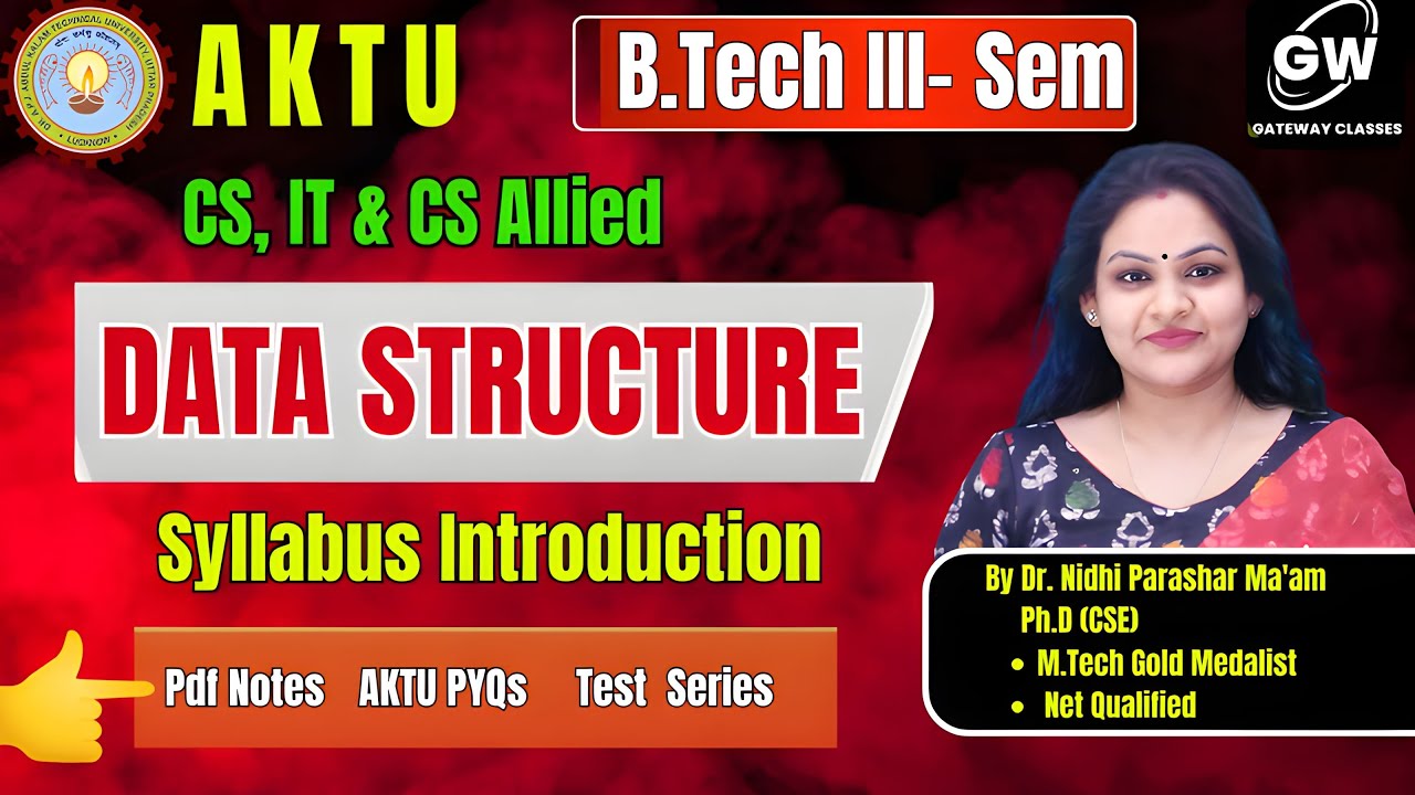 Data Structure  Syllabus Introduction I  By Dr. Nidhi Parashar Ma'am I Gateway Classes I AKTU