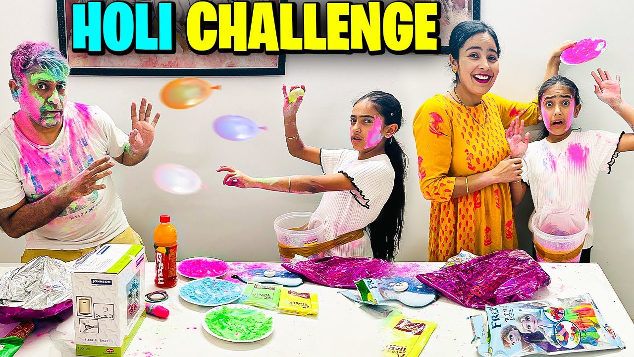 Super Fun Holi Challenge🤩Happy Holi!🌈Holi Special Challenge Kon Jeeta? Samayra Narula and Family