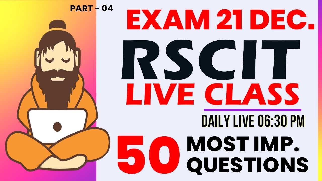 RSCIT Exam Important Questions 2025 RSCIT Live Class 4 RSCIT Computer Course RSCIT Exam 21 DEC 2025