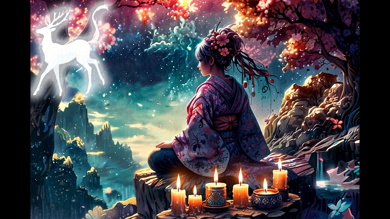 She sits drifting in colors and gentle light, breathing calmly...Where the Sky Learned Stillness