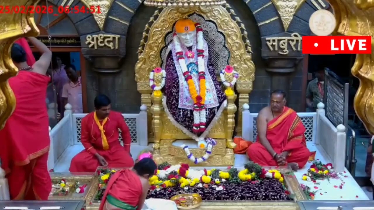 SAI BABA MANGAL SNAN ll AARTI DARSHAN ll TODAY LIVE SHRIDI ll 25 February 26 