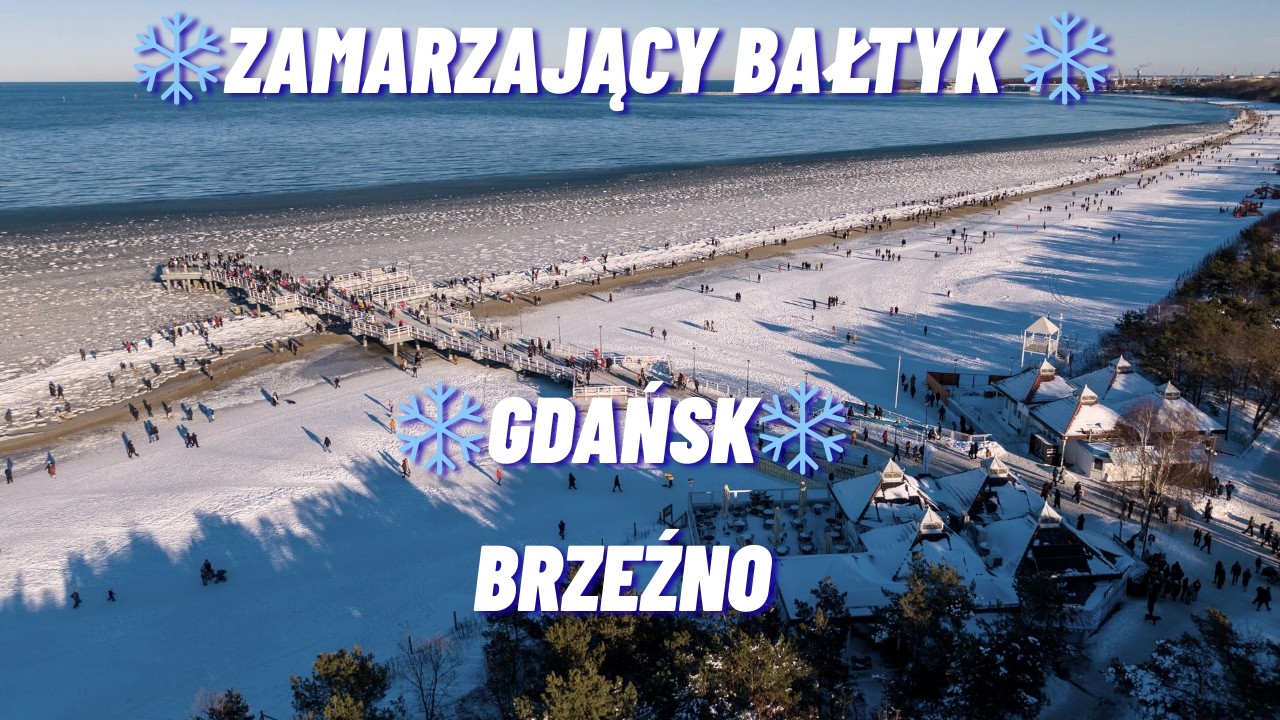 ZAMARZAJĄCY BAŁTYK ❄️ Gdańsk Brzeźno z lotu ptaka | 4K