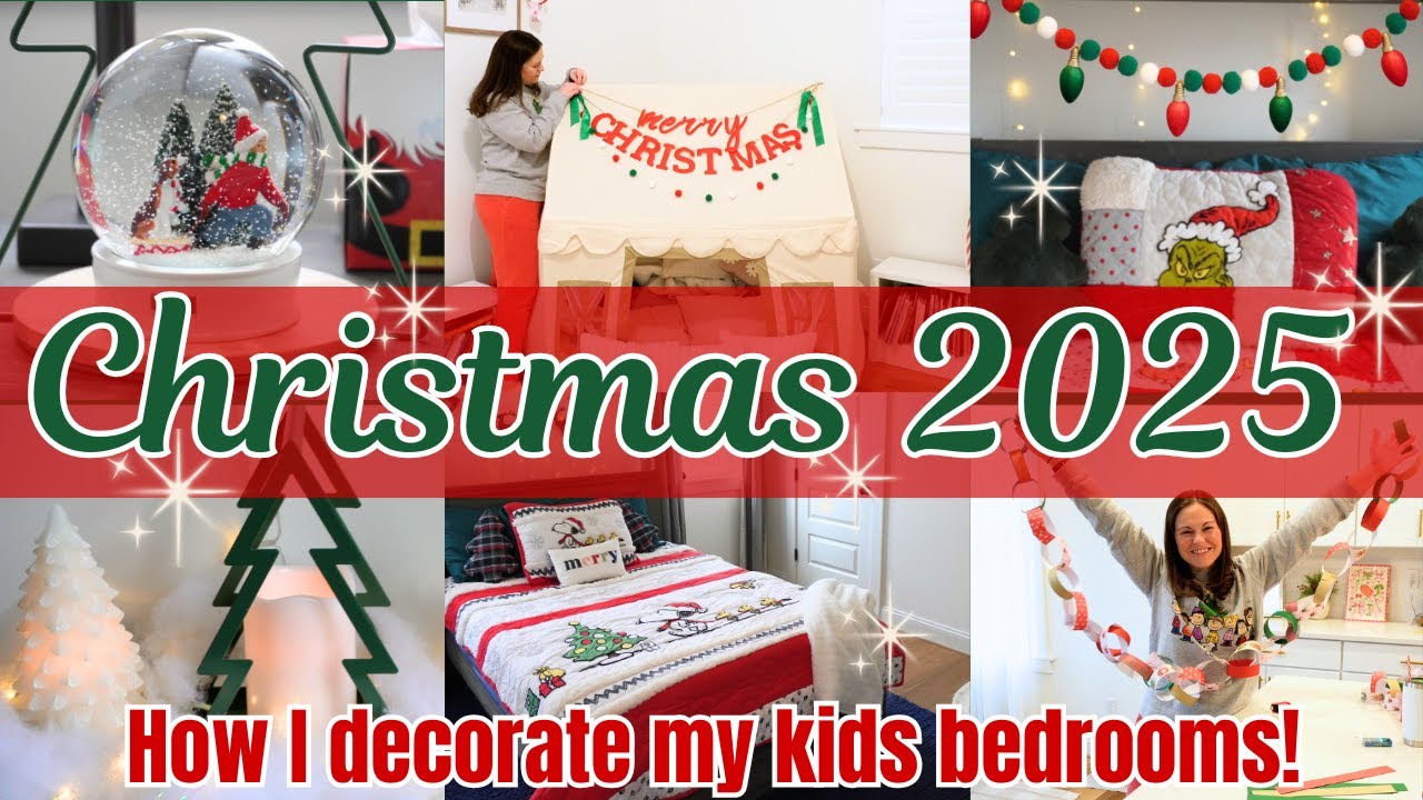 How I Decorate My Kids Bedrooms For Christmas! Cozy Christmas Home Tour! Christmas Festive Kids Room
