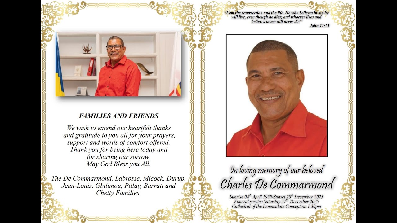 In Loving Memory Of Charles De Commarmond