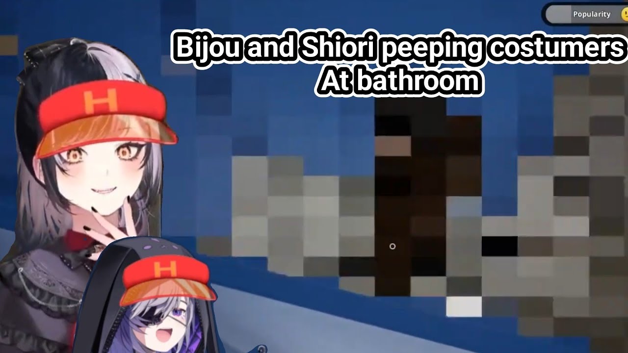 bijou and shiori peeping costumers at bathroom [hololive EN Advent] [fast food simulator]