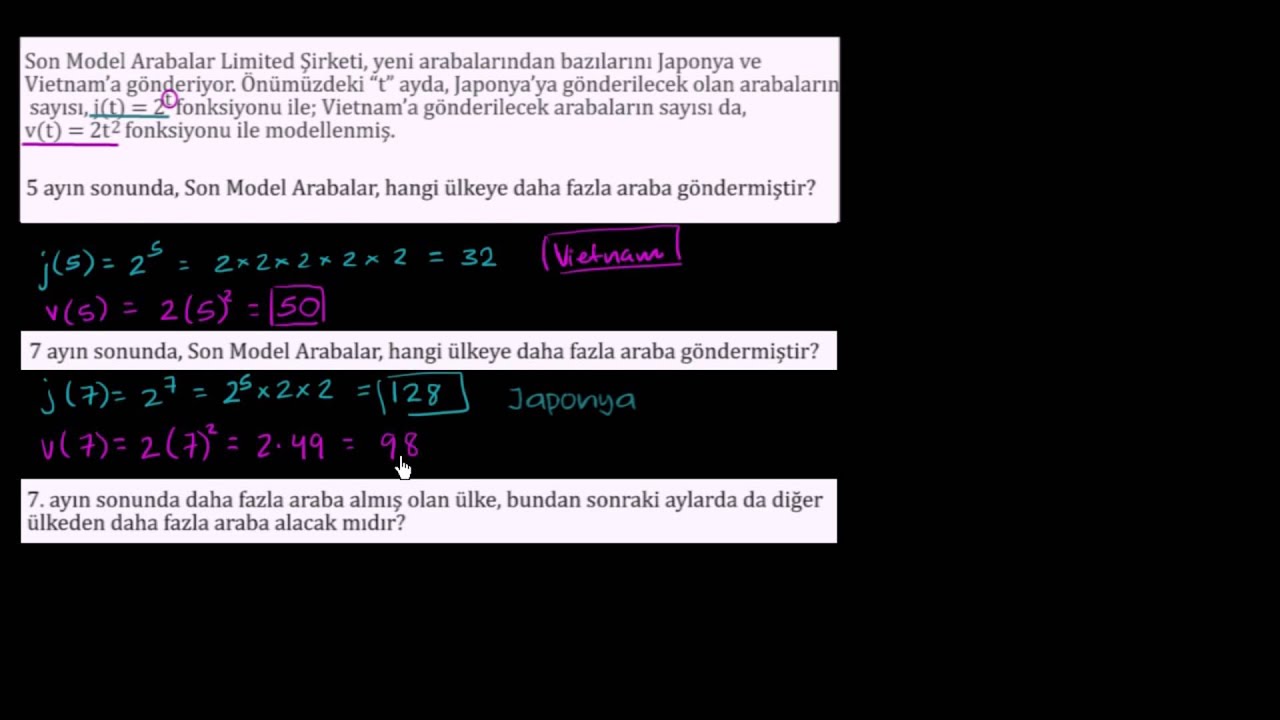 Üstel Modelleri ve İkinci Dereceden Modelleri Karşılaştırma (Matematik / Cebir)