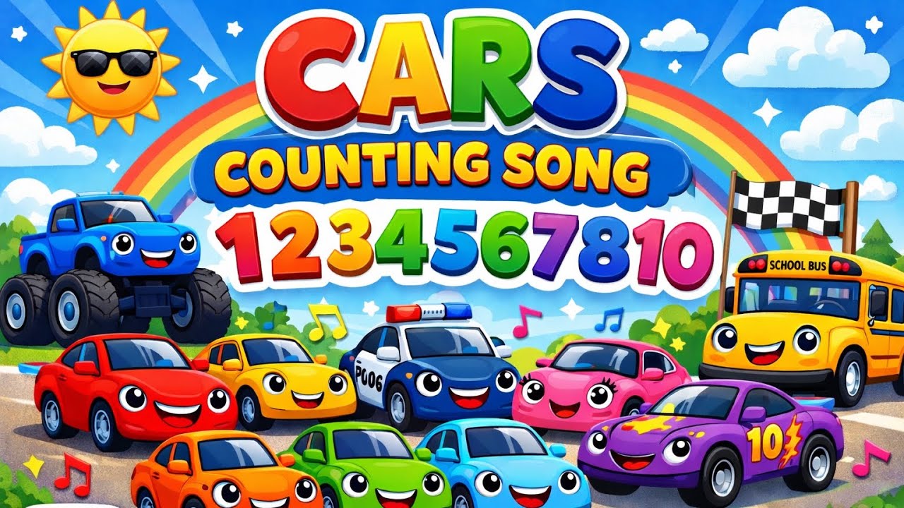 Cars Counting Song 1 to 10 🚗 | Fun Numbers Song for Kids