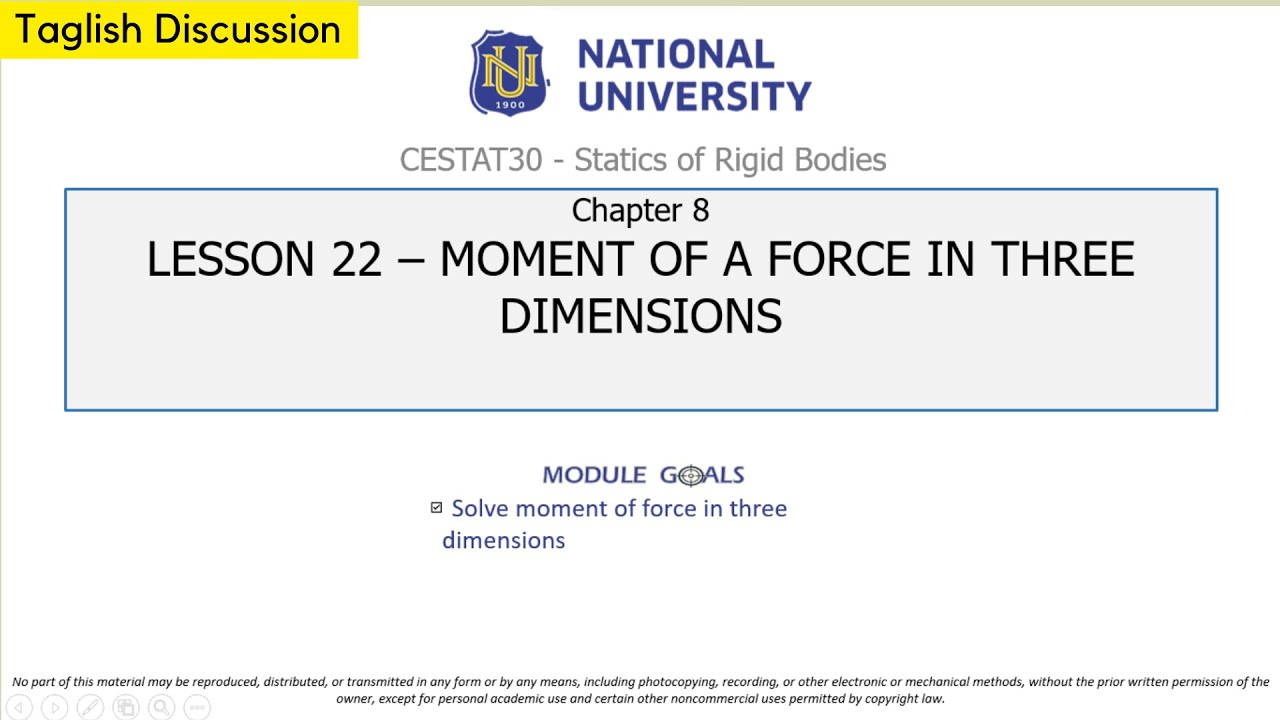 Statics of Rigid Bodies - Moment of a Force in 3D (Three Dimensions)