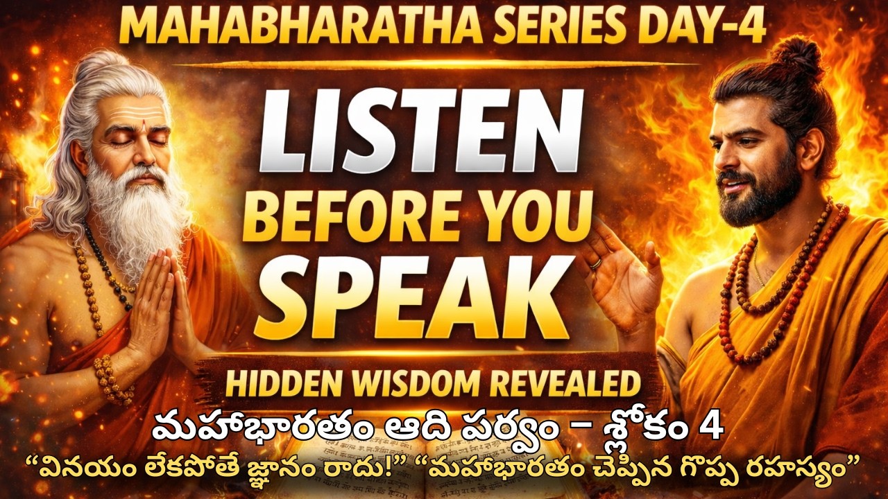 వినయం లేకపోతే జ్ఞానం రాదు!”“మహాభారతం చెప్పిన గొప్ప రహస్యం” | MAHABHARATHA ADI PARVA SERIES DAY-4