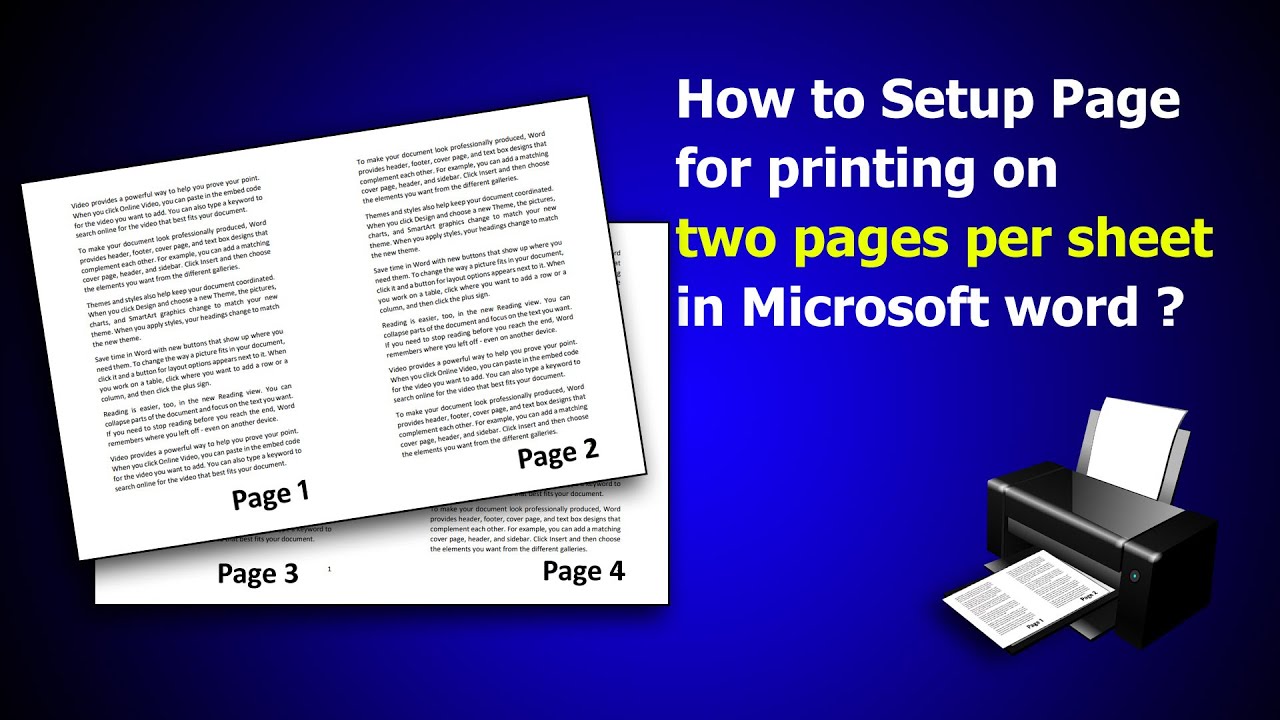 Как настроить страницу для печати по две страницы на листе в Microsoft Word?