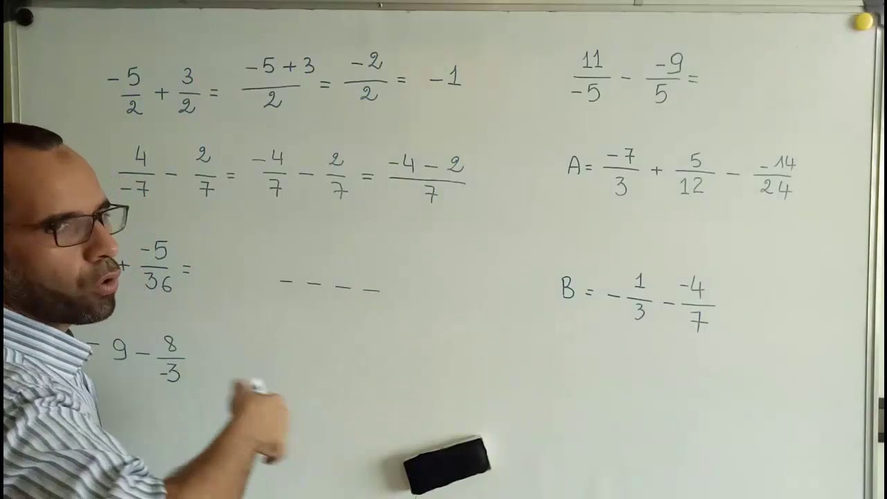 العمليات على الأعداد الكسرية السالبة _ تمرين4 _الجزء الأول
