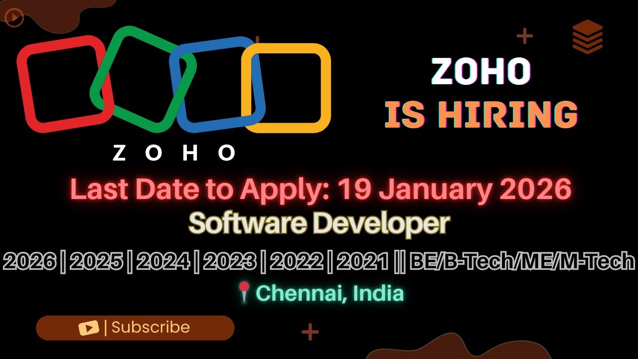 Zoho Hiring Software Developer | 0–4 Yrs Exp | Passout Up to 2026 | Tamil Nadu | Apply Now