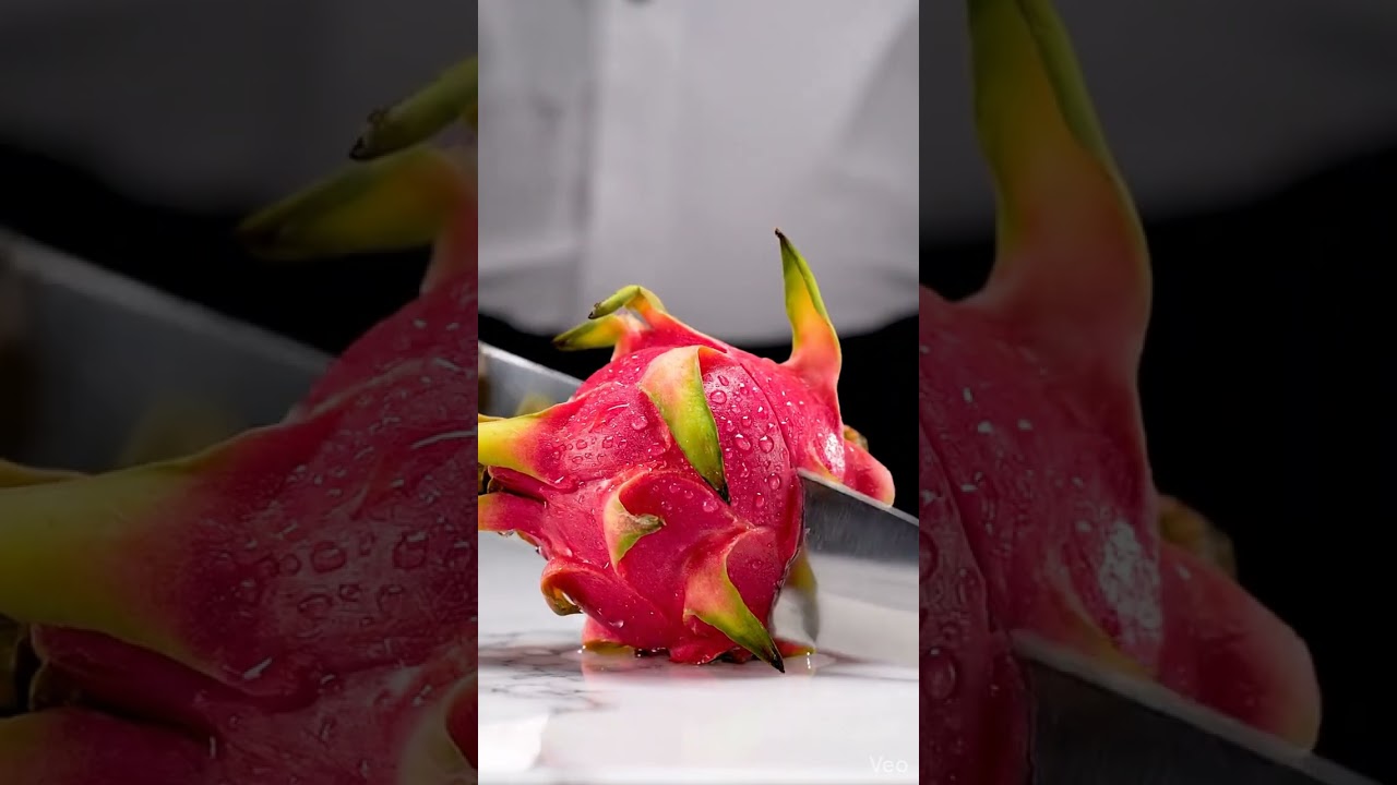 ASMR Scooping Bright Pink Dragon Fruit 🐉 Soft & Wet Sounds