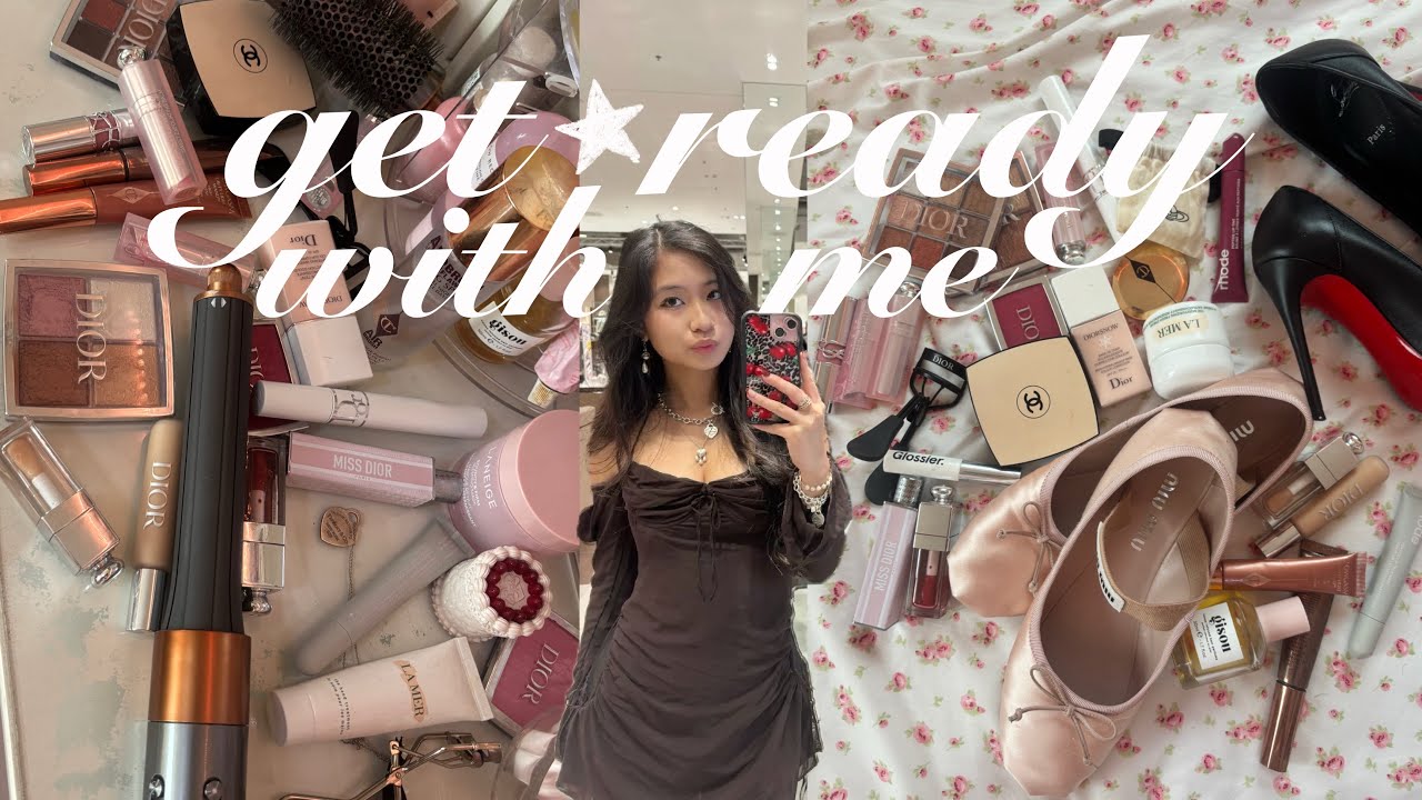 🐆💋 GRWM for a photoshoot ft. my makeup routine 🍒☆ makeup, skincare & hair + pretty dress