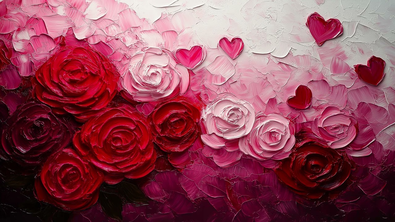 Valentine's Frame TV Art | Romantic Floral Oil Painting | Elegant Digital Flowers for UHD Displays