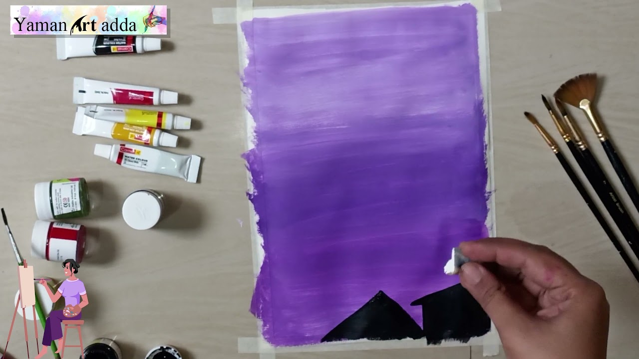 Night in village painting